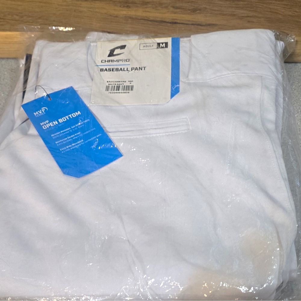 Champro MVP Series Open Bottom Baseball Pants Adult Size M White/Navy
